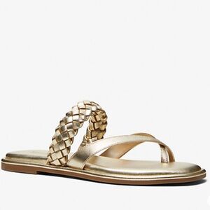 Michael Kors Alba Metallic Braided Slide Sandal